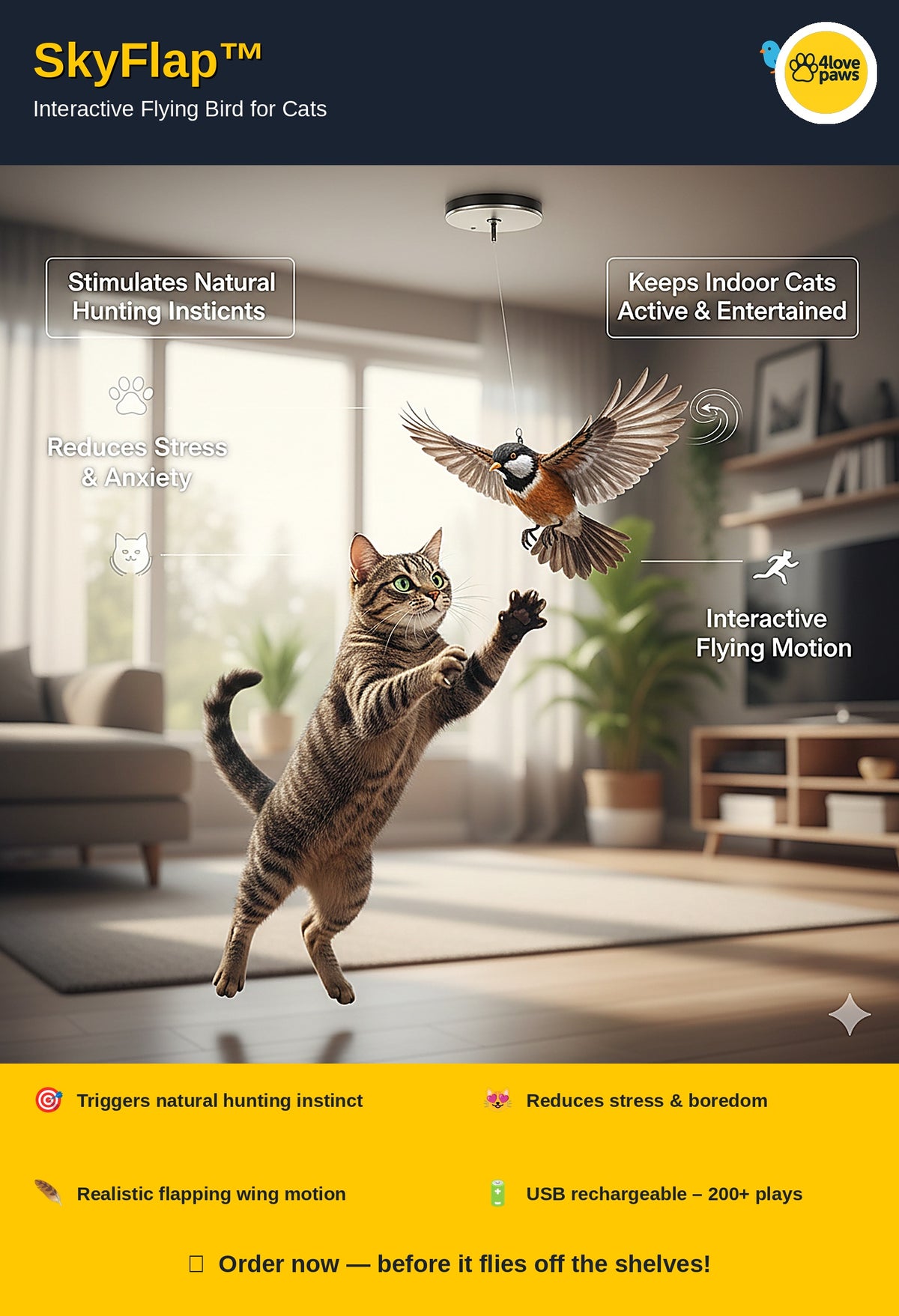 SkyFlap™ Interactive Bird for Cats