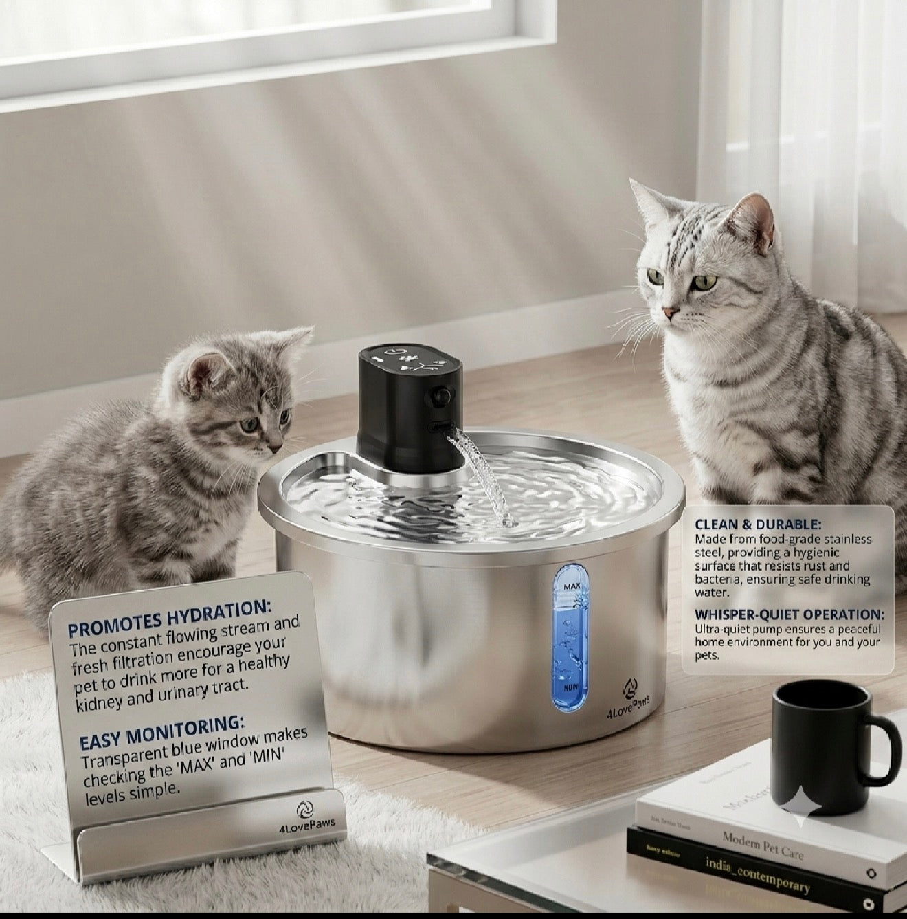 PREMIUM  Stainless Steel Heated Pet Water Fountain
