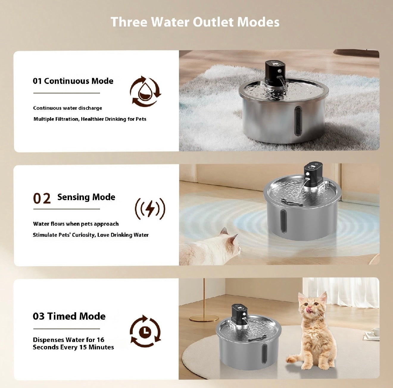 PREMIUM  Stainless Steel Heated Pet Water Fountain