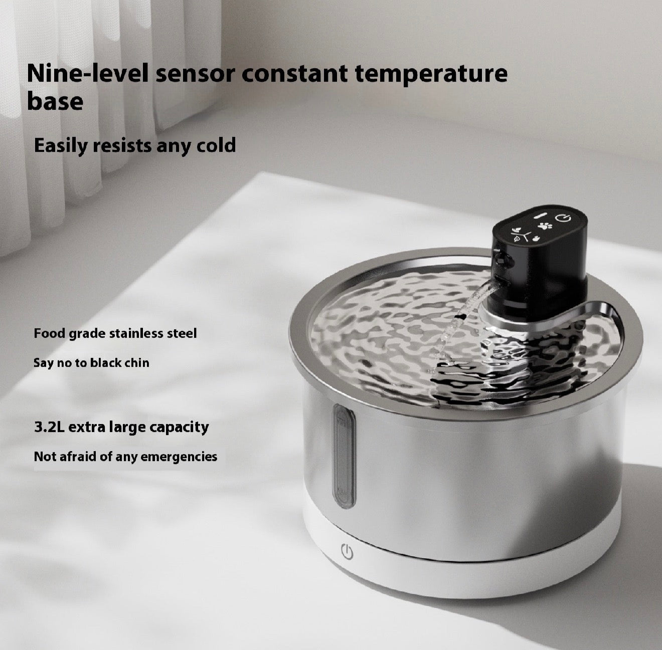 PREMIUM  Stainless Steel Heated Pet Water Fountain