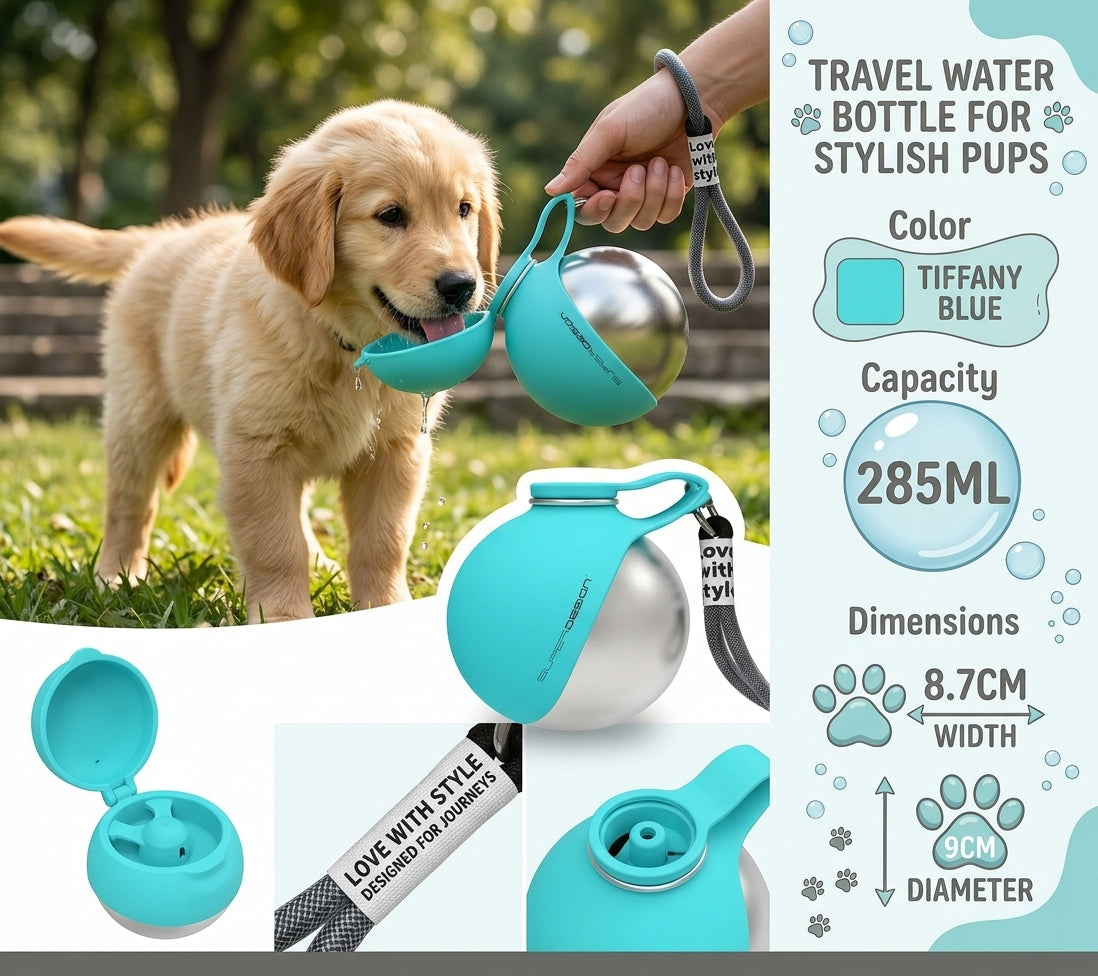 PREMIUM Portable Pet Stainless Steel Water Dog Water Bottle
