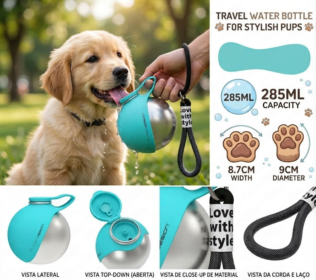 PREMIUM Portable Pet Stainless Steel Water Dog Water Bottle